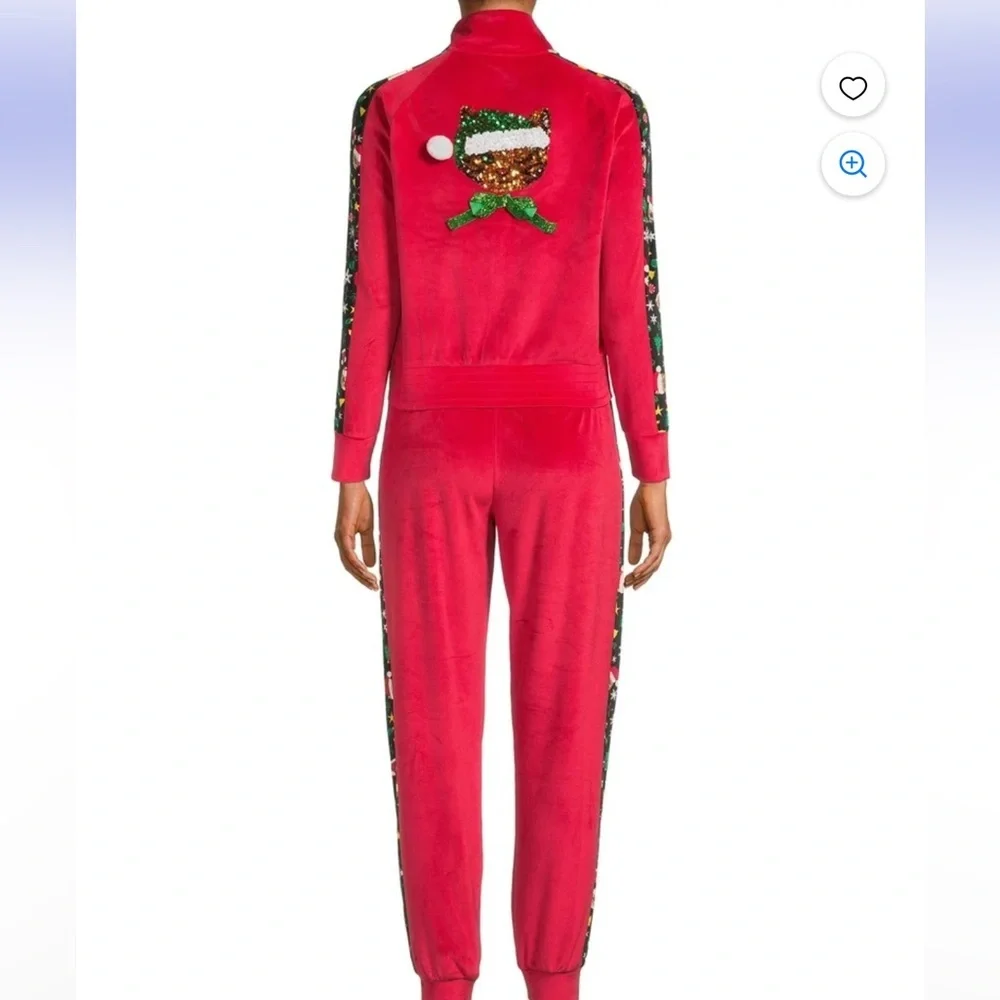 Holiday Red Velour Tracksuit - Picture 2 of 8